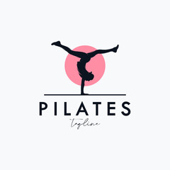 Trainer Pilates Woman Silhouette creative vector logo design