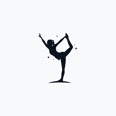 Fototapeta na wymiar Fitness Gymnastic Logo Silhouette Sportswoman Vector