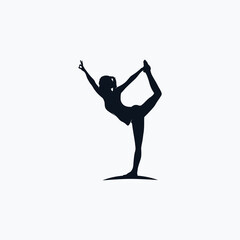 Fitness Gymnastic Logo Silhouette Sportswoman Vector