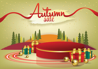 autumn season art vector product display background 