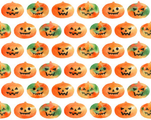 アナログ水彩ジャックオランタンの連続模様壁紙