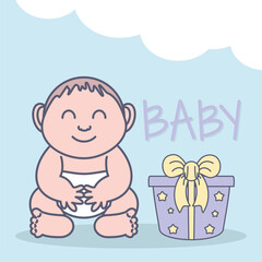 baby and gift box