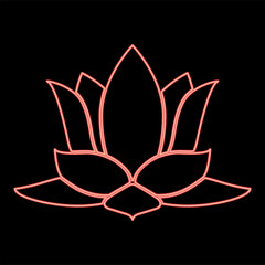 Neon lotus flower red color vector illustration flat style image