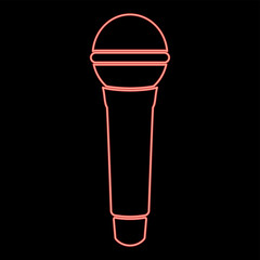 Neon microphone red color vector illustration flat style image