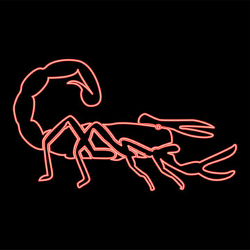 Neon scorpion red color vector illustration flat style image