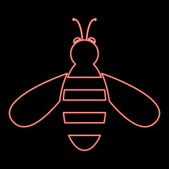 Neon bee red color vector illustration flat style image
