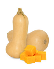 butternut squash slice isolated on white background