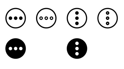 options menu, 3 dots with circle icon set, black and white