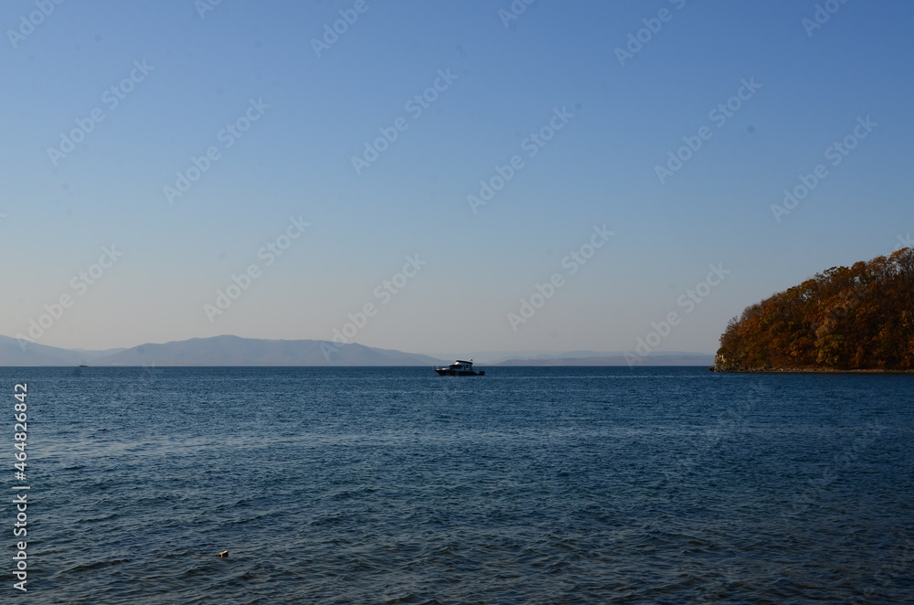 Poster boat on the sea