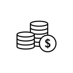 simple money icon illustration design, dollar coin symbol with outlined style template vector