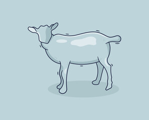 Little Baby Goat Cartoon vector illustration Isolated on White Background.