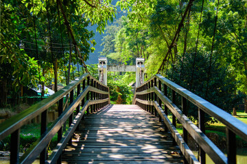 Walking bridge on the nature trail at in Mae Hong Son, Thailand