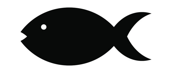 Fish icon. Fish black silhouette vector illustration isolated on white background. EPS 10