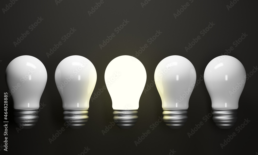 Poster a row of lamps. business concept idea. 3d rendering