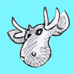 Obraz na płótnie Canvas Goat head cartoon style. Ink sketch.