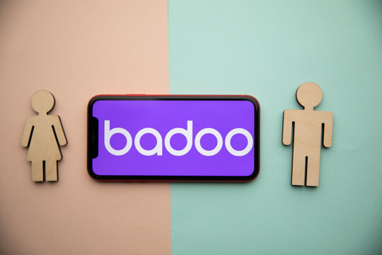 Tula, Russia - September 07, 2021: Badoo app logo on iPhone display