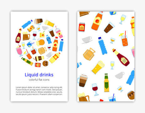 Card templates with flat drinks.