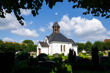 Chapel Cemetery Holm in the centre of the historic fishing village Holm in Schleswig, Germany