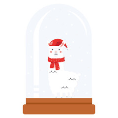 Christmas Llama crystal ball happy new year holiday celebration concept greeting