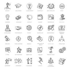Set of Head Hunting Related Vector Line Icons