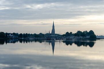 Fototapeta na wymiar View of the Schleswig city in the early morning