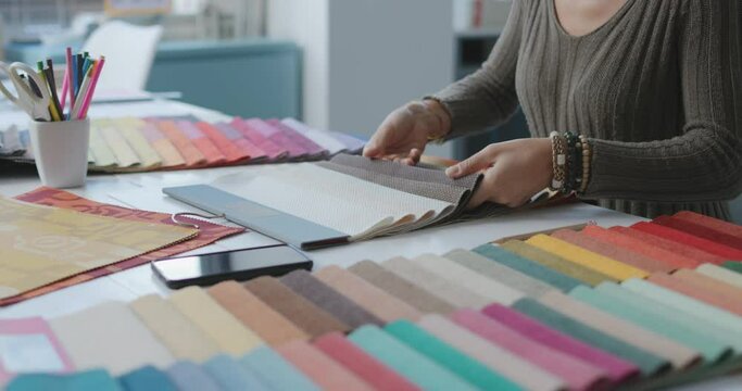 Creative interior designer at work