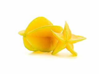 Ripe star apple fruit or carambola ​isolated on white background. Healthy fruit concept