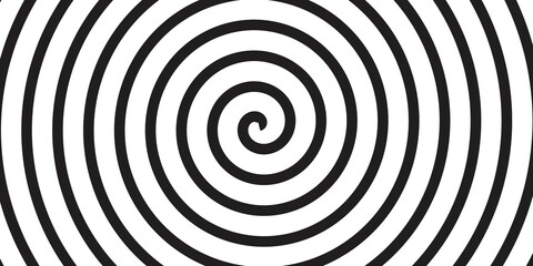 Archimedean spiral illusion pattern black line vector background design