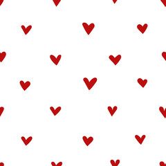 Hand drawn seamless pattern with hearts for valentines day. Love abstract background
