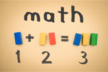 simple math addition on aged paper for kids