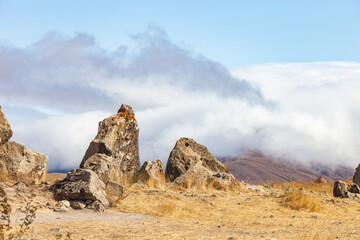 Standing stones in Zorats-Karer or Karahunj, Armenia.