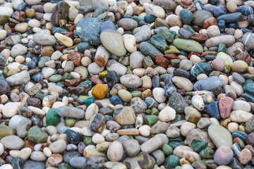 beautiful colorful stone pebbles on the beach
