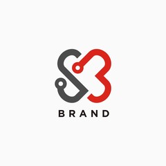 SB initial logo design simple concept for business names in technology