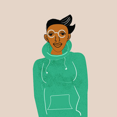 Older gay black woman in hoodie