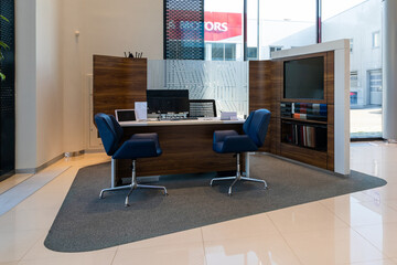 dealer car showroom, modern stylish office interior