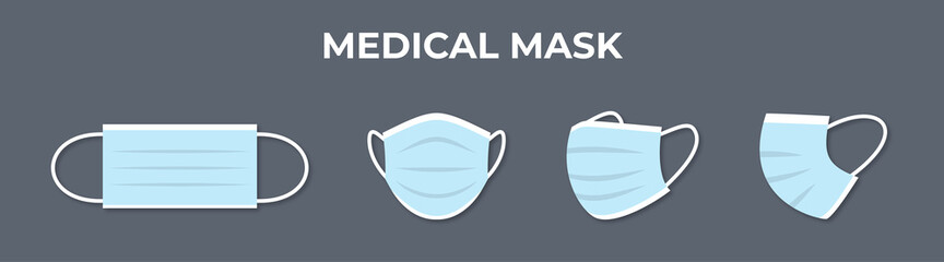 Set of medical masks from different perspectives