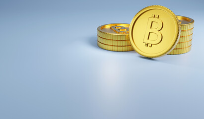 3D rendering stack of bitcoin , concept of monetary collection or strategy of profit and space for copy space