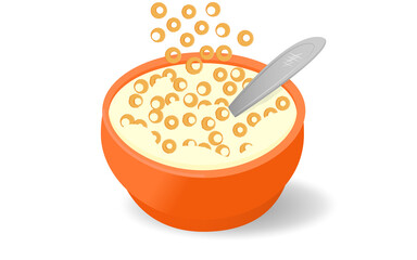 Milk breakfast cereal. Oatmeal. Healthy food for children.