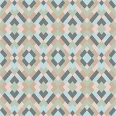 Mosaic seamless texture. Abstract pattern. Vector geometric background of triangles in blue, rose and green colors