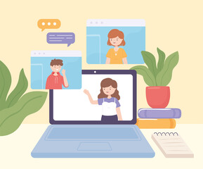 Fototapeta premium people video conference