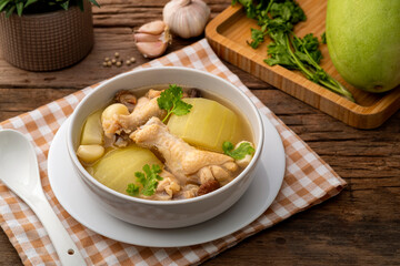 Chicken Soup with Winter Melon and preserved lime.Thai food