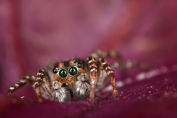 spider jumper macro, arachnophobia, beautiful jumping spider, poisonous spider