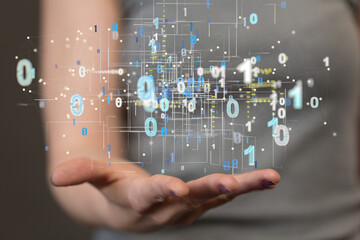 Molecular background with DNA. Network with connecting dots and lines.