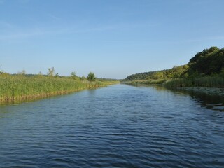 The Granzower Moeschen, a lake in the Mecklenburg Lake District, Mecklenburg-Western Pomerania, Germany, offers pure natural idyll