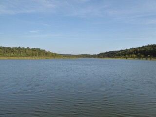 The Granzower Moeschen, a lake in the Mecklenburg Lake District, Mecklenburg-Western Pomerania, Germany, offers pure natural idyll