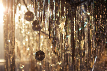 new year and christmas decor silver and disco balls