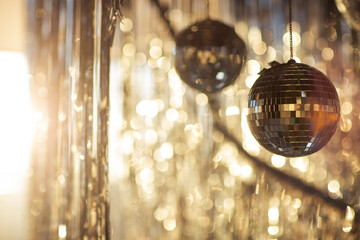 new year and christmas decor silver and disco balls