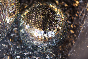 new year and christmas decor silver and disco balls