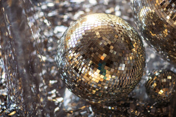 new year and christmas decor silver and disco balls