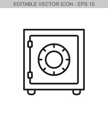 Safe deposit box. Editable stroke line icon. Vector illustration